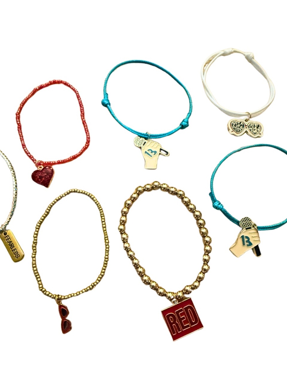 Taylor Swift theme Assorted Charm Stretch & Cord Bracelets